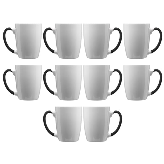 Java Two-Tone Coffee Mugs 12 oz. Set of 10, Bulk Pack - Perfect for Coffee, Tea, Espresso, Hot Cocoa, Other Beverages - Black