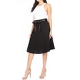 thumbnail image 4 of Women's Elegant Solid A-Line Midi Skirt with High Waist and Satin Tie Belt, 4 of 6