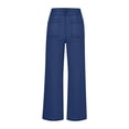 thumbnail image 5 of Cutuoiiu Women's Casual Plus Size High Waist Loose Wide Leg Cropped Denim Jeans with Patch Pockets Gifts, 5 of 6