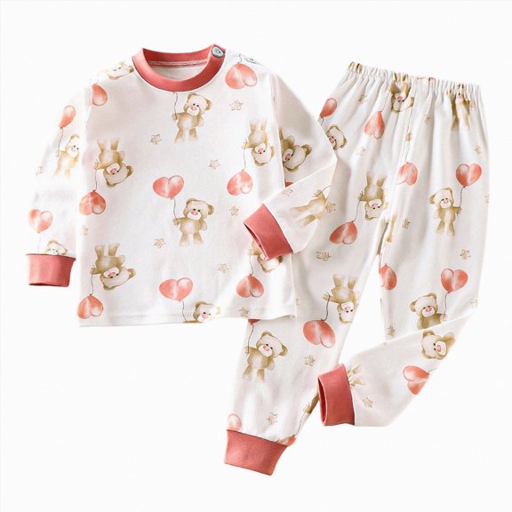 NOLDARES Kids Toddler Boy Pajamas Pj Set Long Sleeve Snug Fit Soft & Cozy Sleepwear Loungewear 2-Pack 6-12 Months 12-24 Months 2t 3t 4t 5t 6t 7t 8t 9t Children,Pink,5-6 Y