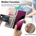 thumbnail image 5 of for Samsung Galaxy S25 Ultra Folio Flip Wallet Case, PU Leather Zipper Pocket Card Slots RFID Blocking Wristband Bracket, with Diamond Finger Ring Full Body Protection for S25 Ultra - Khaki, 5 of 11