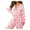 thumbnail image 3 of Biekopu Female Nightwear, Floral Print Long Sleeve Hooded Jumpsuit with Zipper, 3 of 5