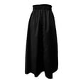 thumbnail image 5 of Dpytoraw High Waist A Line Midi Skirt Color Block Design Elegant Flared Hem Perfect For Casual And Formal Occasions Stretchy Denim Skirt with Pockets Black, 5 of 5