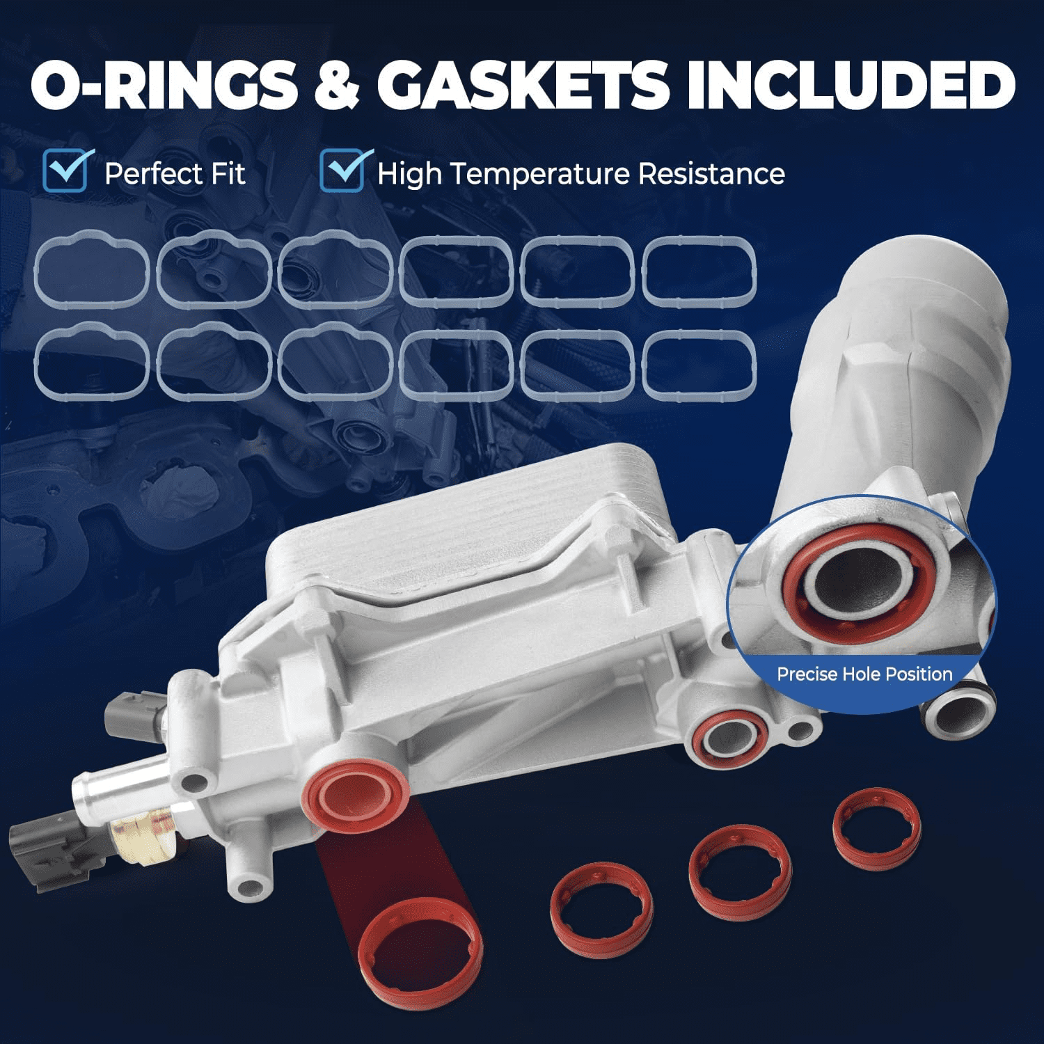 926-959 Upgrade Aluminum Engine Oil Cooler Oil Filter Housing for 2017-2018 Jeep Wrangler Grand Cherokee Dodge Challenger Charger Journey Caravan Durango Chrysler 300 200 Town Country Ram 3.6 926-876