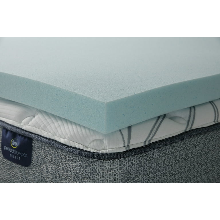 Serta 3-Inch Deep-Pocket Gel Memory Foam Mattress Topper, White, Queen