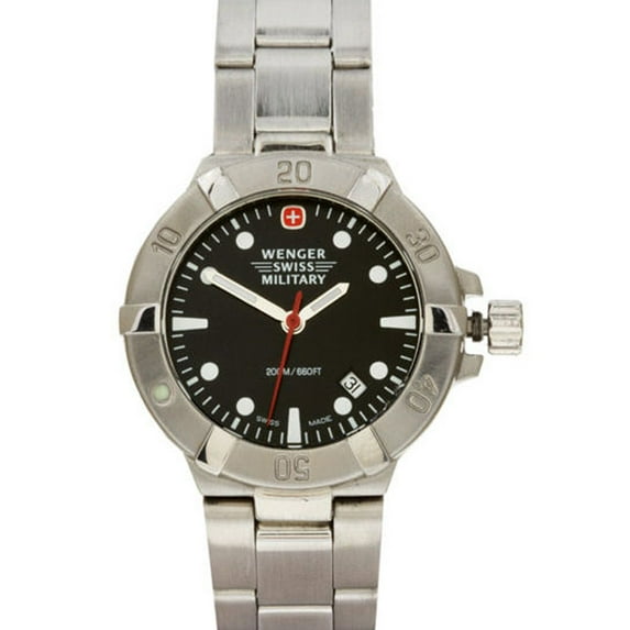 79172 Women's Military Black Dial Steel Bracelet Dive Watch