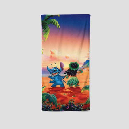 Lilo and Stitch's towel features a unique design, making it an excellent custom gift for fans. Perfect for workouts, yoga, boxing, and sunbathing, it measures 13.8"x28.7".