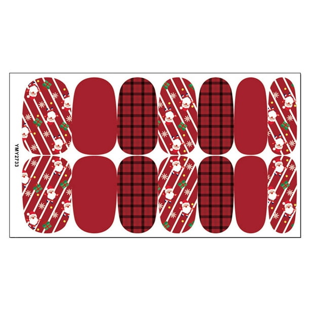 Pegatinas para uñas para decoración de uñas, pegatinas para uñas para mujeres, pegatinas navideñas para uñas de Papá Noel, nuevas pegatinas navideñas para uñas, enrejado, sombra de ojos navideña.