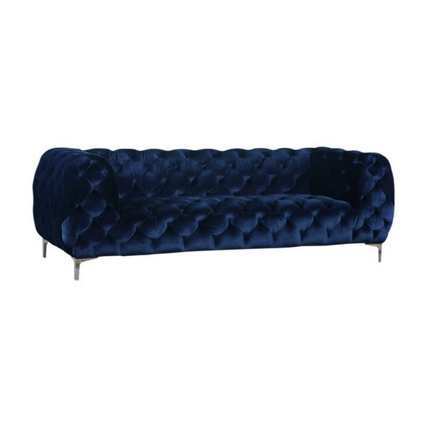 Meridian Furniture Mercer Contemporary Velvet Sofa in Navy Walmart
