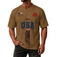 thumbnail image 2 of 250Th Anniversary Men's Summer Graphic V Neck Short Sleeve Everyday Casual Tee Mens 4Th of July Shirt Brown XXXXL, 2 of 6