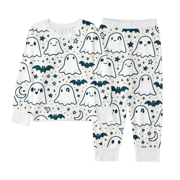 AWZXDE Halloween Pajamas Outfits Set Halloween Kids Pajama Set Boys Girls Soft Comfortable Long Sleeve Top Pants Two Piece Outfit Children Toddler Party Nightwear Beige,5-6