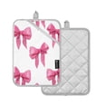 thumbnail image 2 of Pink Bowknots Watercolor Pot Holder Heat Resistant Mat Oven Hot Pads Pocket Design Potholders Set of 2, 2 of 7