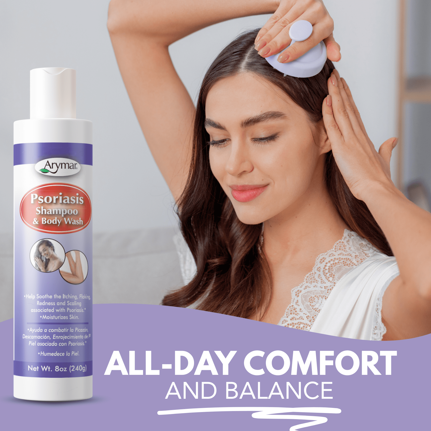 Arymar Psoriasis Shampoo & Body Wash, 8 fl oz -Hydrating & Soothing (2-Pack)