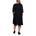 thumbnail image 3 of NY Collection Women's Plus Size 3/4 Sleeve Belted Chiffon Hankerchief Hem Dress, 3 of 4