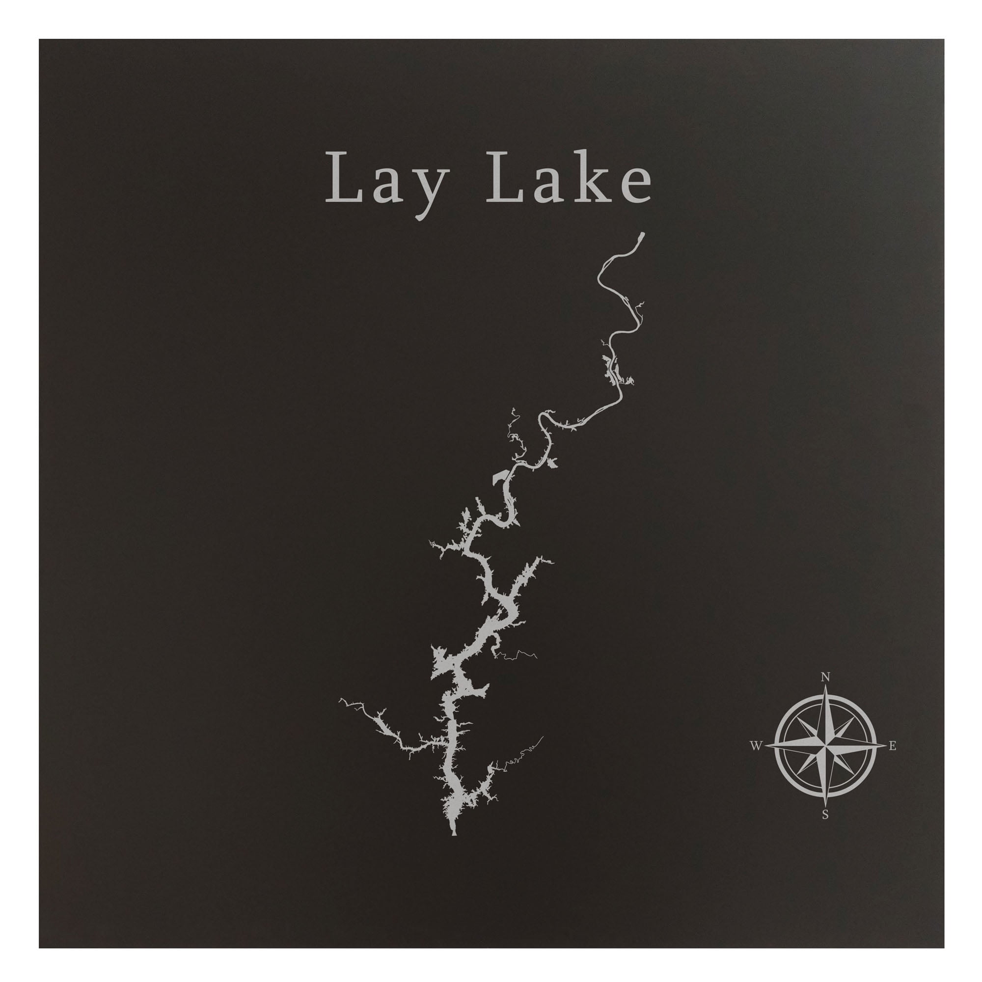 Lay Lake Map 24x24" Black Metal Wall Art Office Decor Gift Engraved