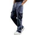 thumbnail image 2 of Men's American Retro Workwear Corduroy Pants, Loose Straight-leg Wide-leg Casual Trousers for Fall, Winter and Vintage Look,Navy,L, 2 of 6