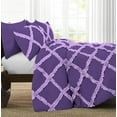 thumbnail image 3 of 3 Piece Luxury Two Tone Diamond Ruffle Pattern Comforter Set Super Soft, All Season 800 Thread Count, 100% Egyptian Cotton, Full/Queen Size Purple-Lilac Color, 3 of 4