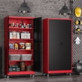 thumbnail image 5 of Fesbos Metal Storage Cabinet, 73" H Tall Steel Tool Cabinets with Wheels Lockable Doors and Adjustable Shelve, Red Black Garage Cabinet for Home,Kitchen,Office, 5 of 9