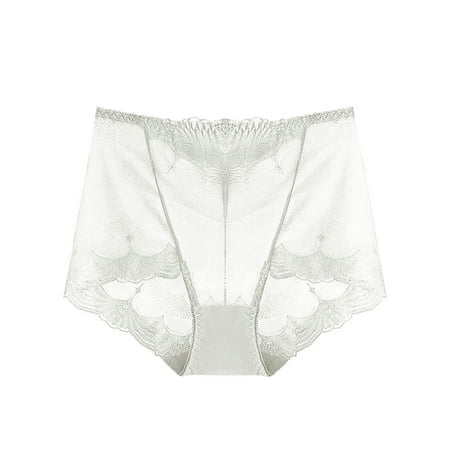 BZGTZT Women Sexy Underwear Lace Panties High Waisted Hollow Out Transparent Mesh Plus Size Seamless Butt Lift Brief