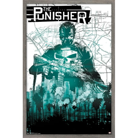Marvel Comics - The Punisher - Map Wall Poster, 22.375" x 34", Framed