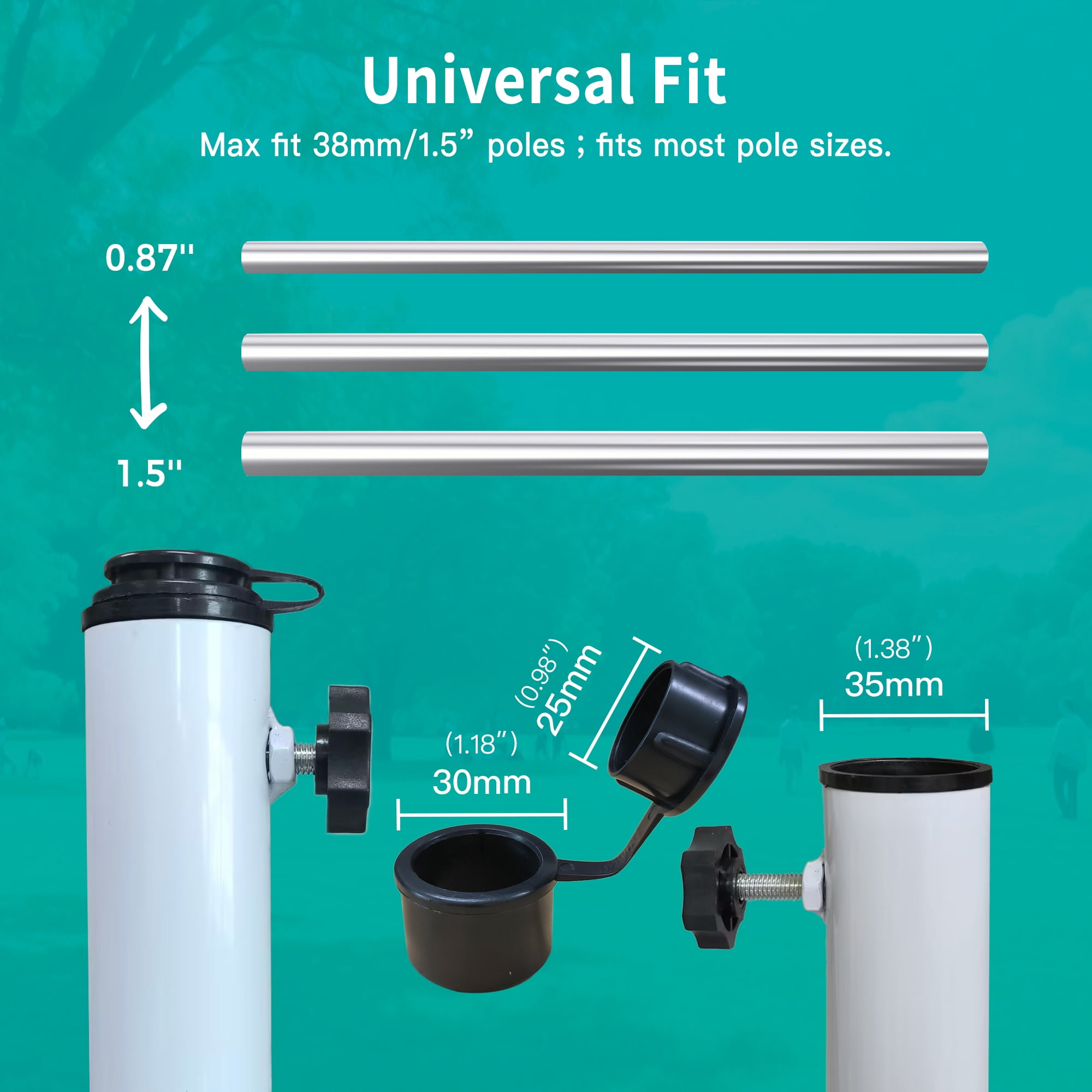 AMMSUN Beach Umbrella Stand Foldable Umbrella Holder Base for Backyard Garden patio with Weight water Bag -white