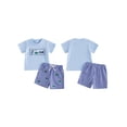 thumbnail image 2 of BemeyourBBs Toddler Baby Boys Summer Clothes Newborn Baby Boy Golf Outfits 0 6 12 18 24 Months 2 3 4 Years Golf Elements Embroidery Short Sleeve T-Shirts Elastic Waist Plaid Shorts 2Pcs Set, 2 of 9