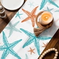 thumbnail image 2 of Table Runners 70 Inches Long Dress Scarves, Coastal Starfish Farmhouse Coffee/Dining/Kitchen Table Decor, Holiday Table Runner, Teal Orange Nautical Minimalist Beach Cartoon 13x70 Inch, 2 of 6