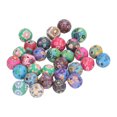 30Pcs Round Clay Beads 0.4 to 0.5in Assorted Colorful Flower Pattern