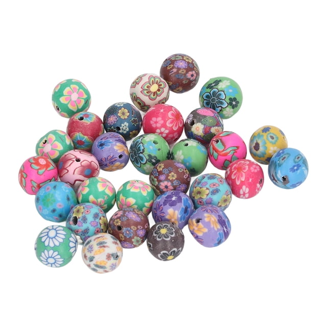 Perles d'Argile Colorées, 30 Pcs Perles Rondes Kit de Perles d'Argile Perles de Fleur Technologie Avancée
