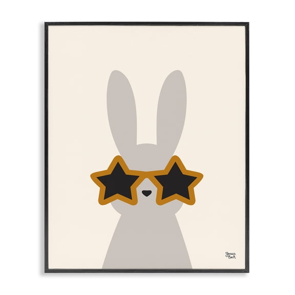 Stupell Industries Minimalist Bunny & Star Sunglasses Black Framed Giclee Art, 11 x 14, by Jessica Beck
