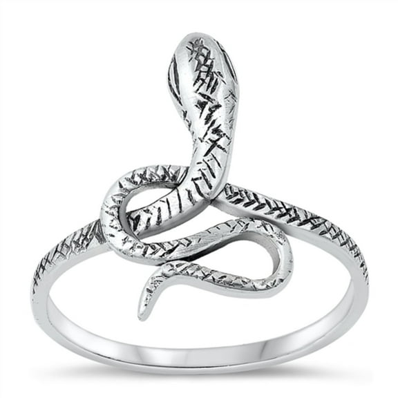 All in Stock Wrap Around Cobra Snake Ring Sterling Silver Size 9