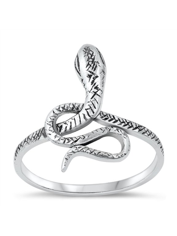 Wrap Around Cobra Snake Ring Sterling Silver Size 6