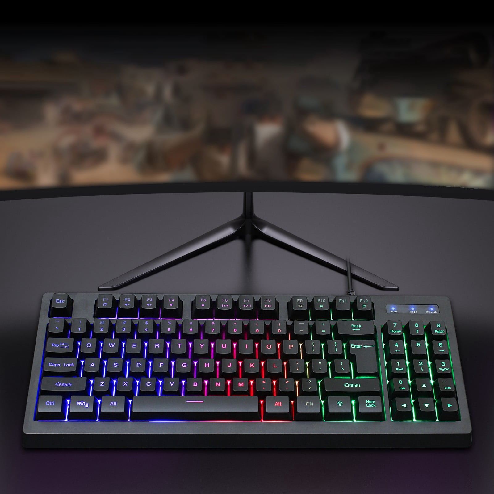 Wired Illuminated 87 Keyboard Mechanical Feel Gaming Keyboard Gaming Desktop Computer Laptop Keyboard Compact Form Factor, Tactile Switch With Ergonomic Vertical feel For Notebook PC