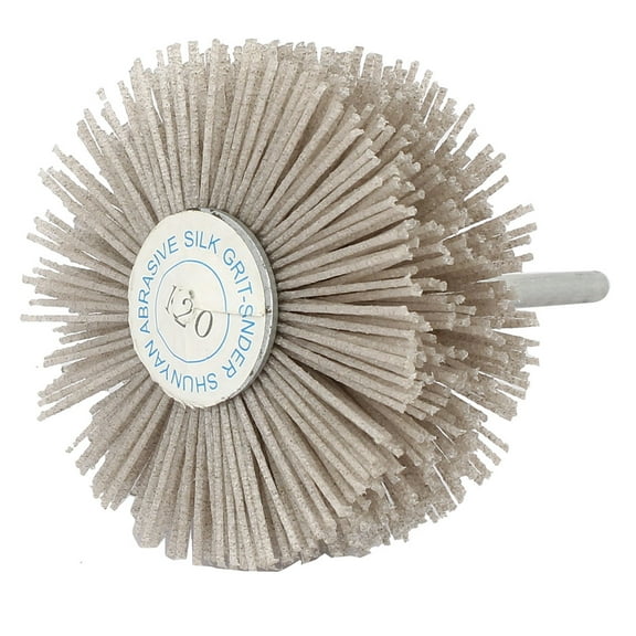 6mm Shank 82mm Dia Head 120 Grit Abrasive Nylon Wheel Brush Grinding Tool
