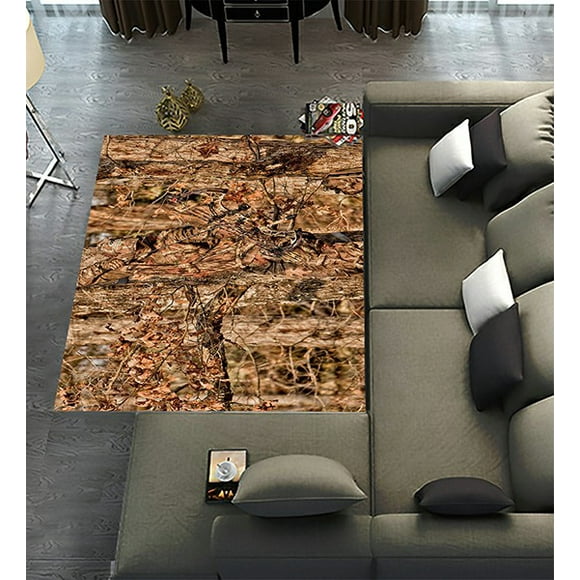 DEYOU Oak Camo Comflage Area Rugs 2 x 3ft Floor Carpet Mat for Living Dinning Room Bedroom Kitchen Hallway Office Decor