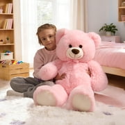 HollyHOME Giant Teddy Bear Big Plush Stuffed Animal Soft Cuddly Toy Gift for Girlfriend Kids Valentines Day 36 Inch Pink