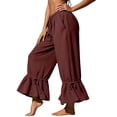 thumbnail image 3 of HAiming Plus Size Boho Pants for Women Ruffle Baggy Loose Casual Drawstring Elastic Waist Pants Vacation Pants, 3 of 9