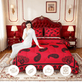 thumbnail image 3 of meiyoeat Edgy Paisley King Size Comforter Sets,Bold Print Comforters King Size For Adults,Red Black,Black Reversible,3-Piece,1 Comforter and 2 Pillowcases, 3 of 7