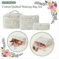 thumbnail image 4 of Bolsa de CosméTicos de Maquillaje Bolsa de Maquillaje Acolchada de AlgodóN de 3 Piezas Bolsa de Aseo Floral EstéTica para Mujeres,D, 4 of 10