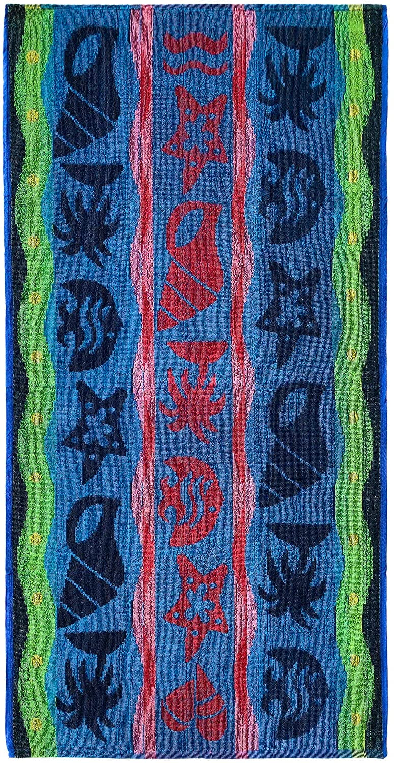 Ipanema Terry Jacquard Travel Beach Towel 30 x 60 inch - 6 PACK - Assorted Designs- Dolphin - Seashells - Fishes - Sailing 100% Cotton