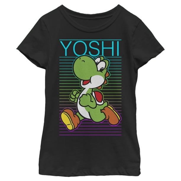 Girl's Nintendo Yoshi Run T-Shirt - Black - Medium