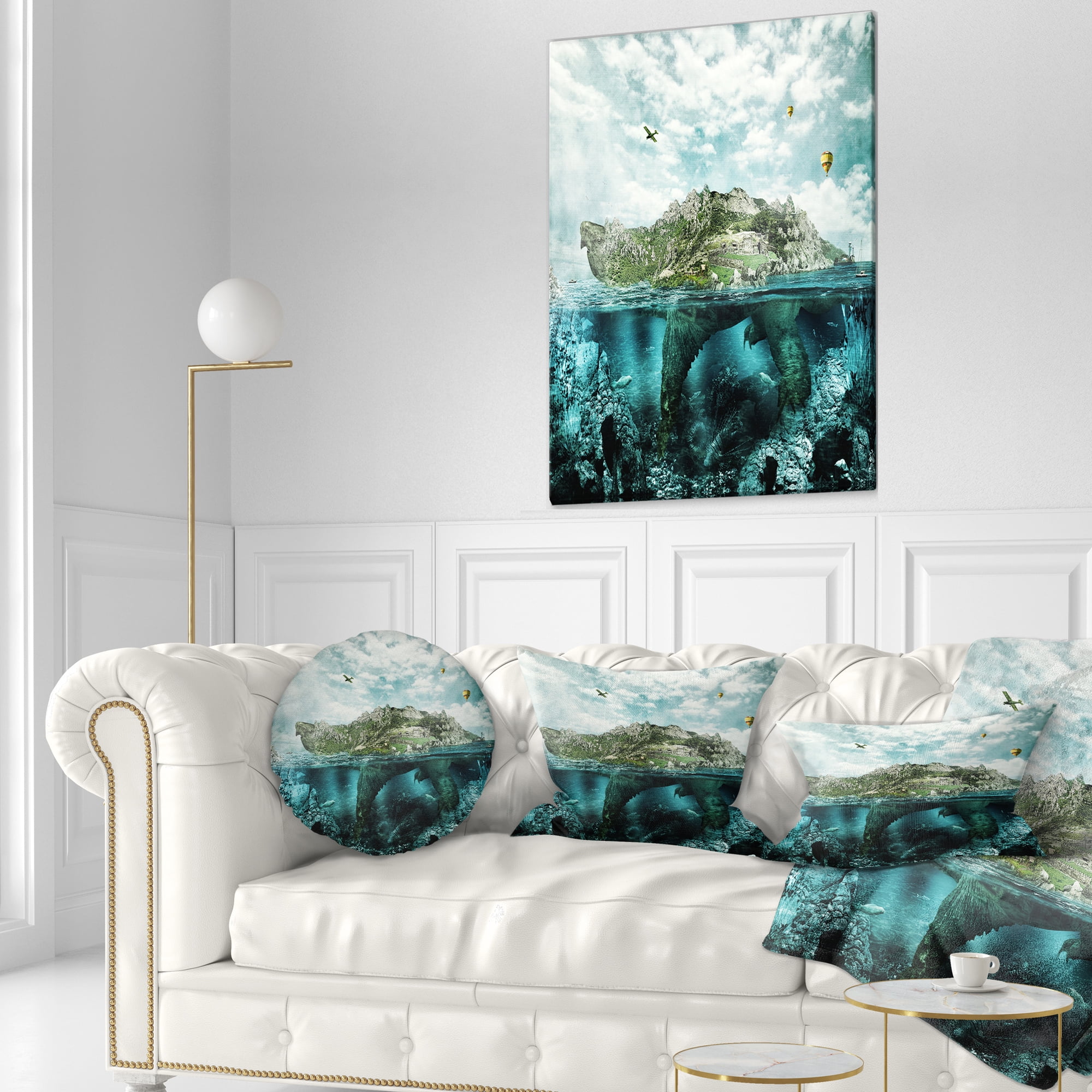 Designart Island Like Large Fantasy Turtle - Animal Throw Pillow - 12x20