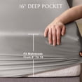 thumbnail image 4 of THXSILK Silk Fitted Sheet, 100% Pure 19 Momme Mulberry Silk, Only Seamless Bedding Set with 16'' Deep Pocket Elastic Adjustable(Twin-XL Size 39''x80''+16”, Gray), 4 of 9