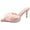 Pink, variant on BadPiggies Women's Pointed Toe Stiletto Heels Mules Fluffy Plush Slip on High Heel Sandals