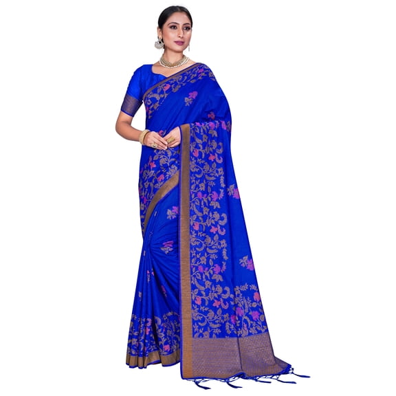 Sarees For Women Indian Bollywood Banarasi Art Silk Saree Woven Sari & Unstitched Blouse