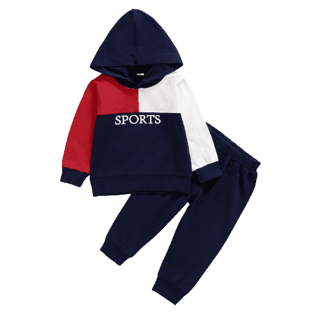 

Baby Boys Clothes 9 Months Boys Splice 12 Months Boys Winter Hoodies Pants 2Pcs Outfits Set Blue