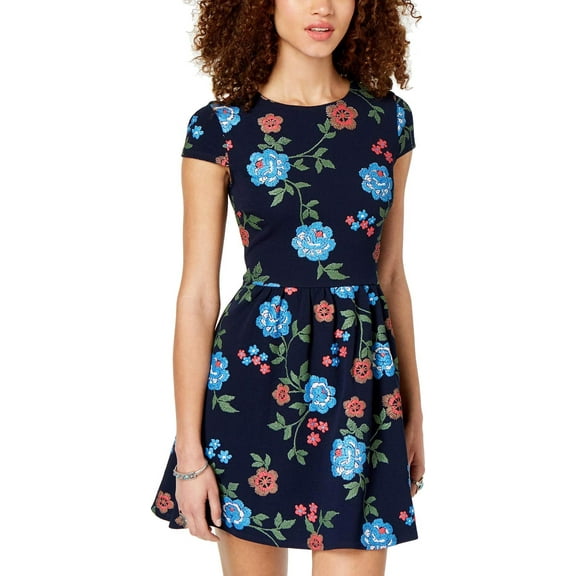 Bee Darlin Juniors Puff Print Illusion Back Dress