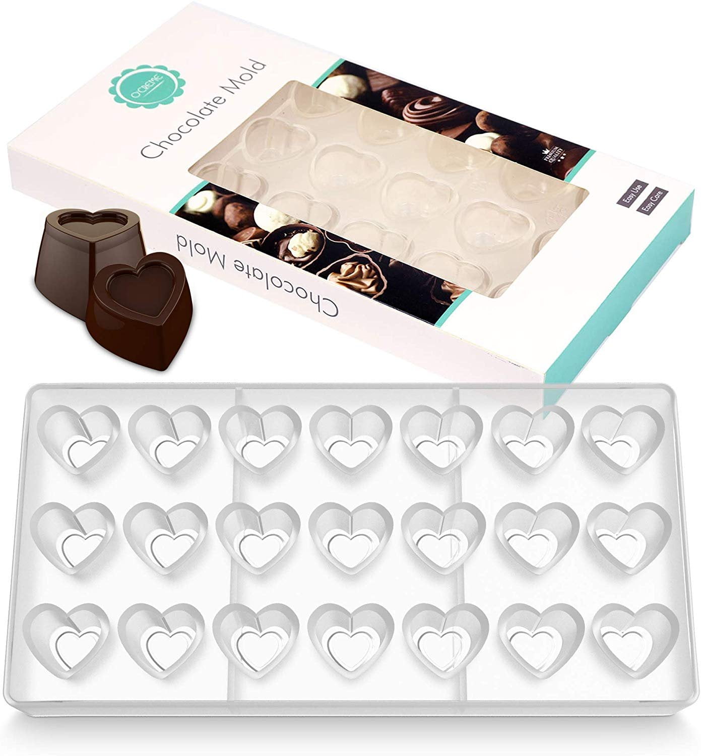 O'Creme Clear Polycarbonate Chocolate Mold Heart 