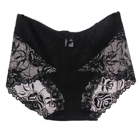 

YXGla Sexy Women Solid Color High Waist Lace See Through Underpants Elastic Briefs