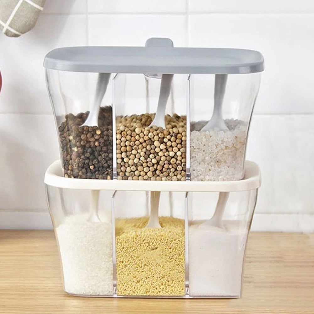Kitchen Seasoning Storage Box Spice Pots Salt Sugar Can Container Condiment Jar 